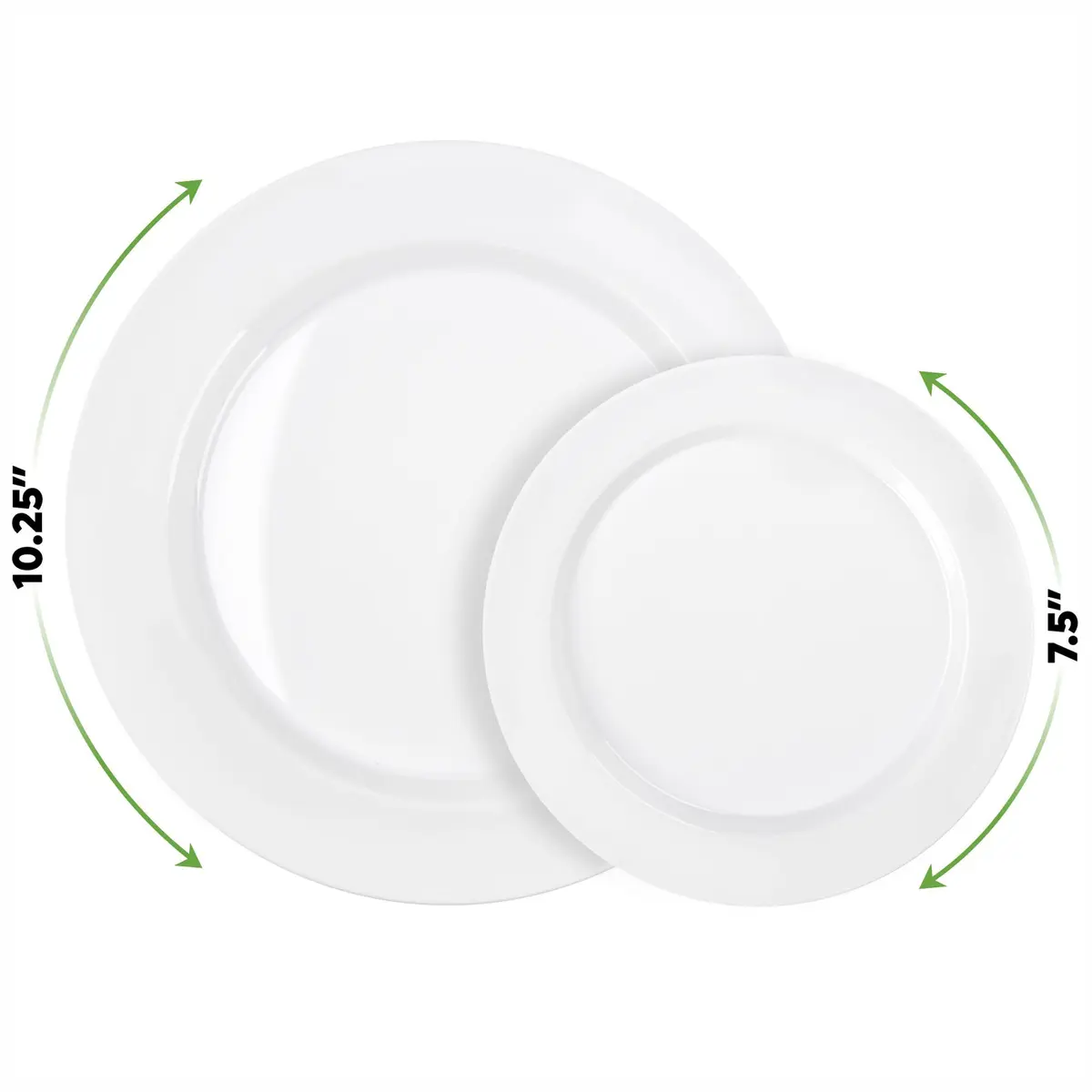 SETUP 60-Piece White Plastic Dinnerware Set – 30 10.25" Dinner & 30 7.5" Salad Plates – Heavy-Duty Disposable for Weddings, Catering, Parties - view 2