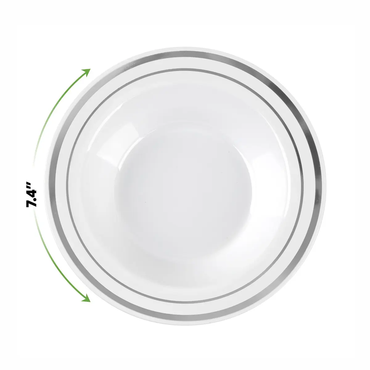 SETUP 12 oz. Disposable Dessert Soup Bowls with Silver Rim | Heavy-Duty Plastic, Elegant Design for All Occasions - view 2