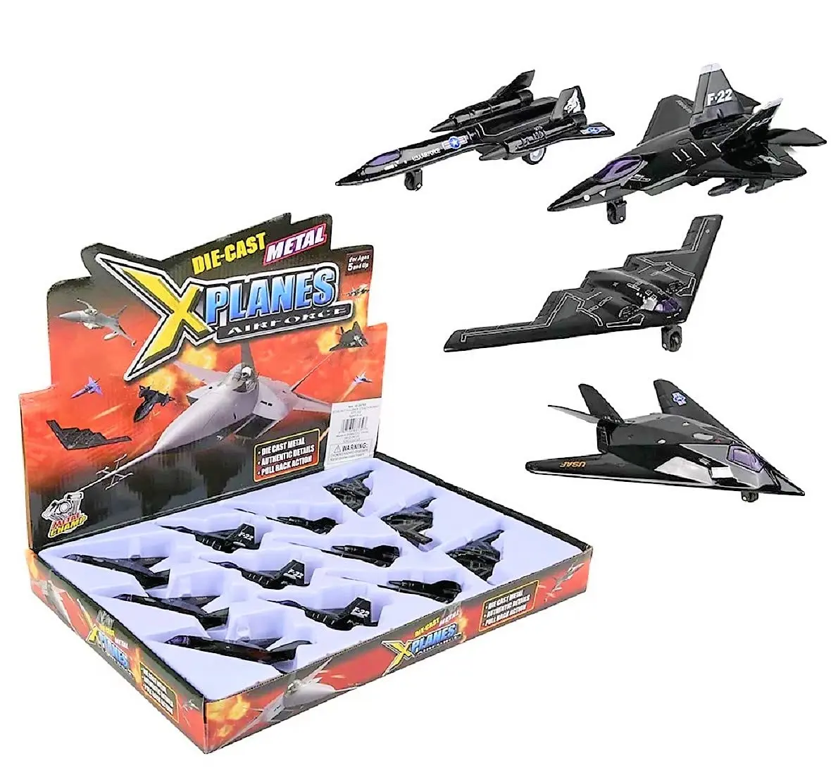 Zugar Land Die-Cast Pullback Stealth Bomber Models (4.25"-5.25") SR-71 Blackbird, F-22 Raptor, F-117 Nighthawk, B2 Bomber | Realistic Military Aircraft Replica - view 7