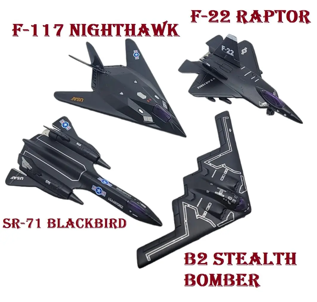 Zugar Land Die-Cast Pullback Stealth Bomber Models (4.25"-5.25") SR-71 Blackbird, F-22 Raptor, F-117 Nighthawk, B2 Bomber | Realistic Military Aircraft Replica - view 4