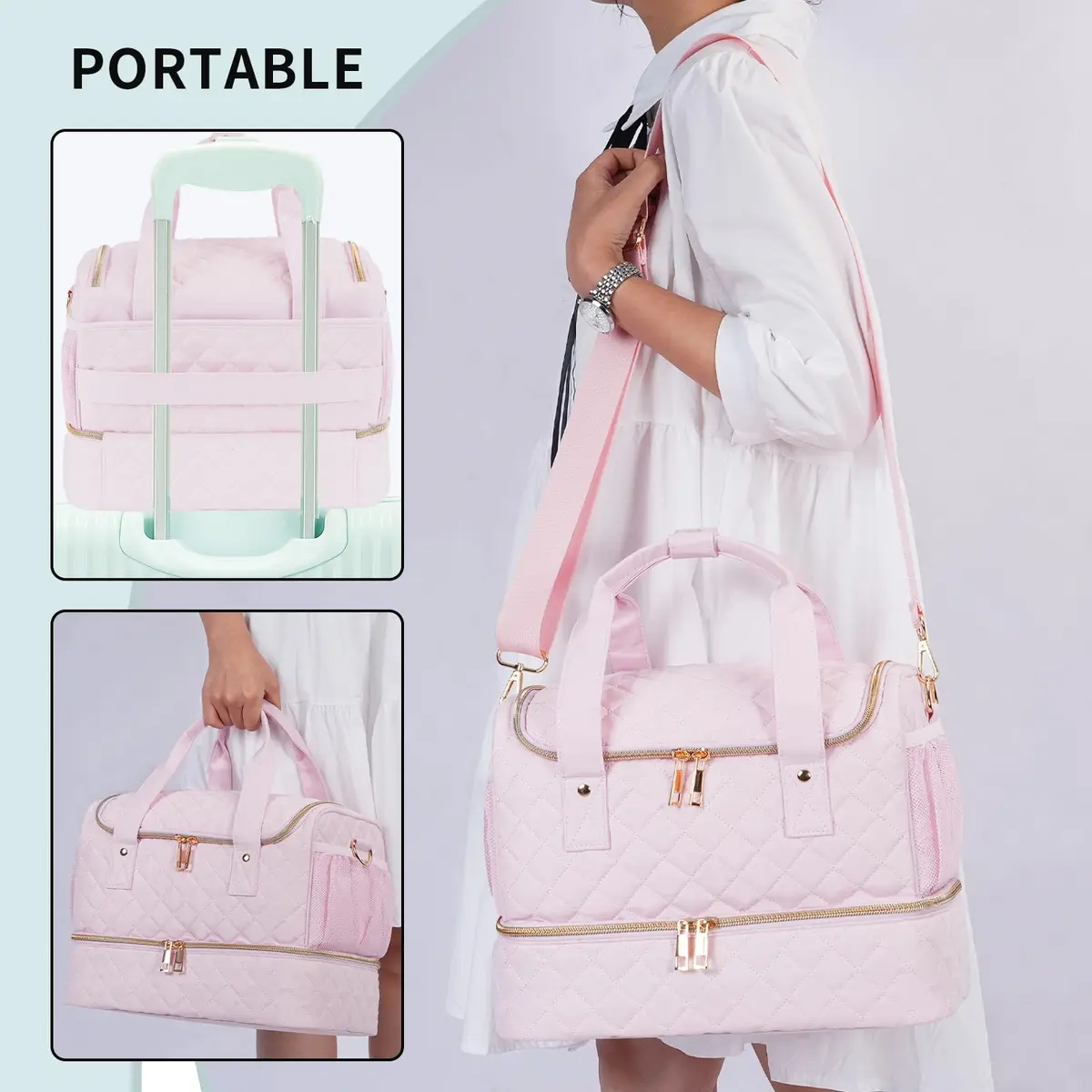 VOFIpremiAm Nail Polish Organizer Case | 50 Bottle Capacity Waterproof Pink - view 6