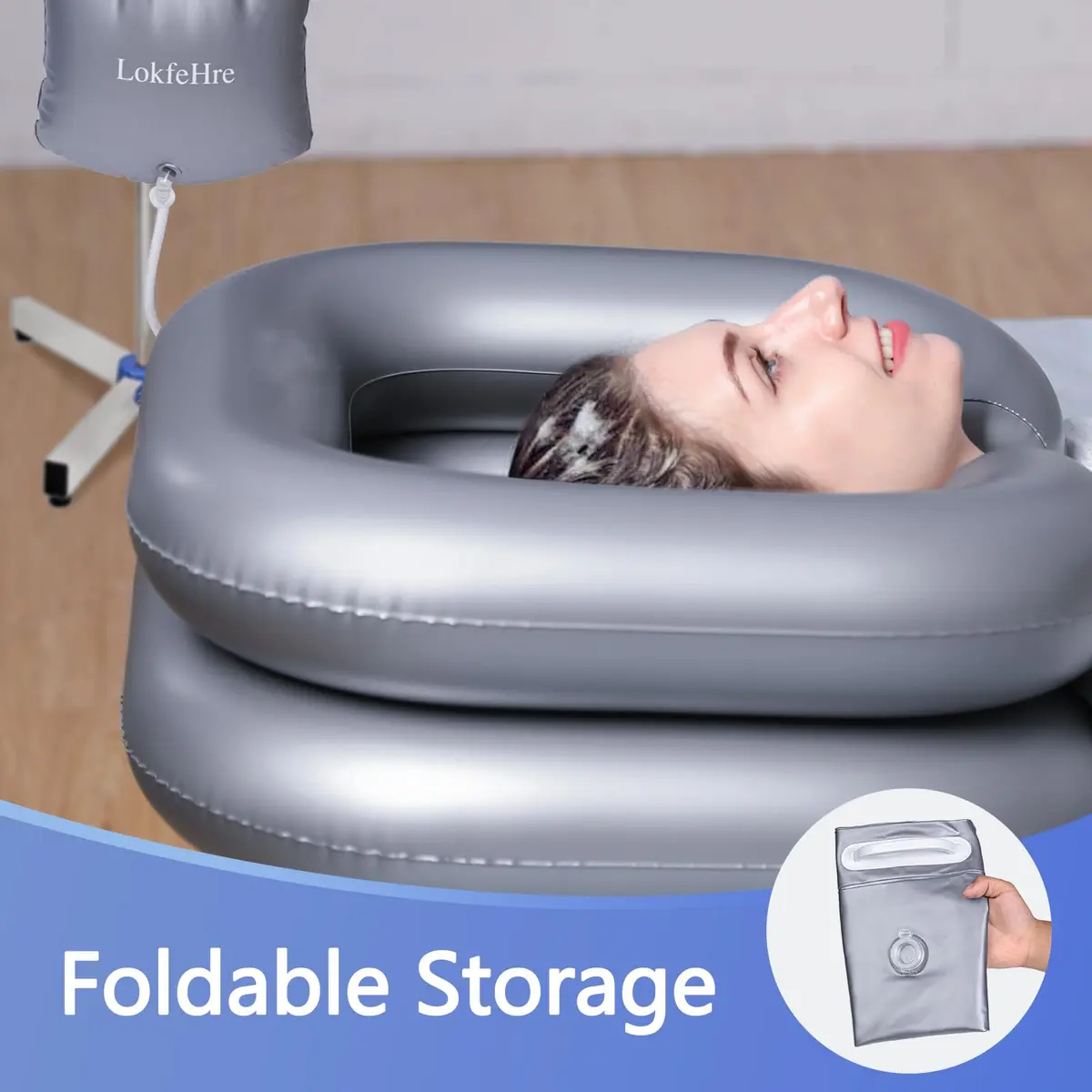 LOKFEHRE Bedside Shower Water Bag - 2.5 GL Portable Water Shower for Bedridden Patients, Silver - view 8
