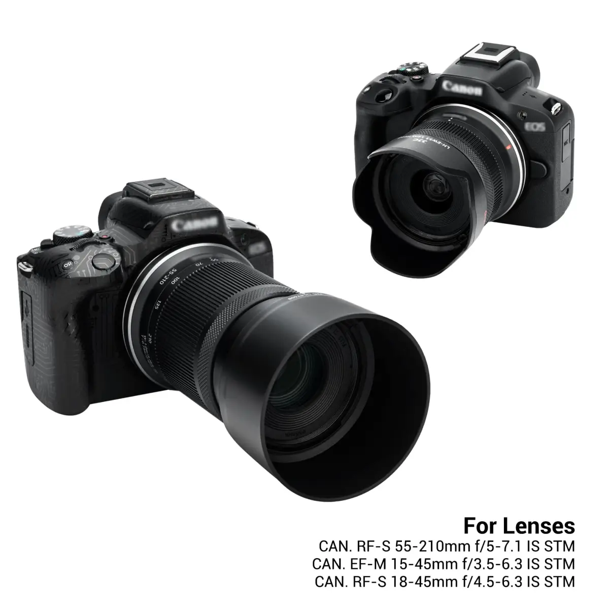 JJC Lens Hoods for Canon R50 R100 (RF-S 18-45mm & 55-210mm) Replaces ET-60B EW-53 | Dual Pack - view 2