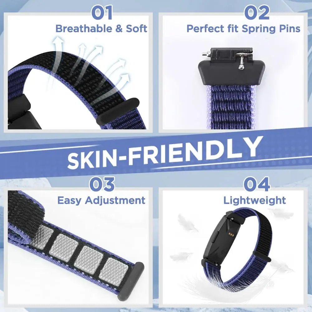 WNIPH Nylon Bands for Fitbit Inspire 3/2/HR/Ace 3/2 160-210mm (3-Pack) | Breathable Sport Replacement Straps - view 2