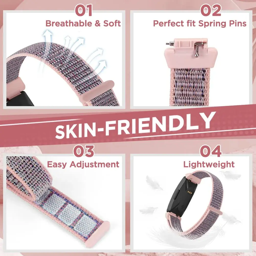 WNIPH Nylon Bands for Fitbit Inspire 3/2/HR/Ace 3/2, 3-Pack, Adjustable Solo Loop Wristbands - view 2