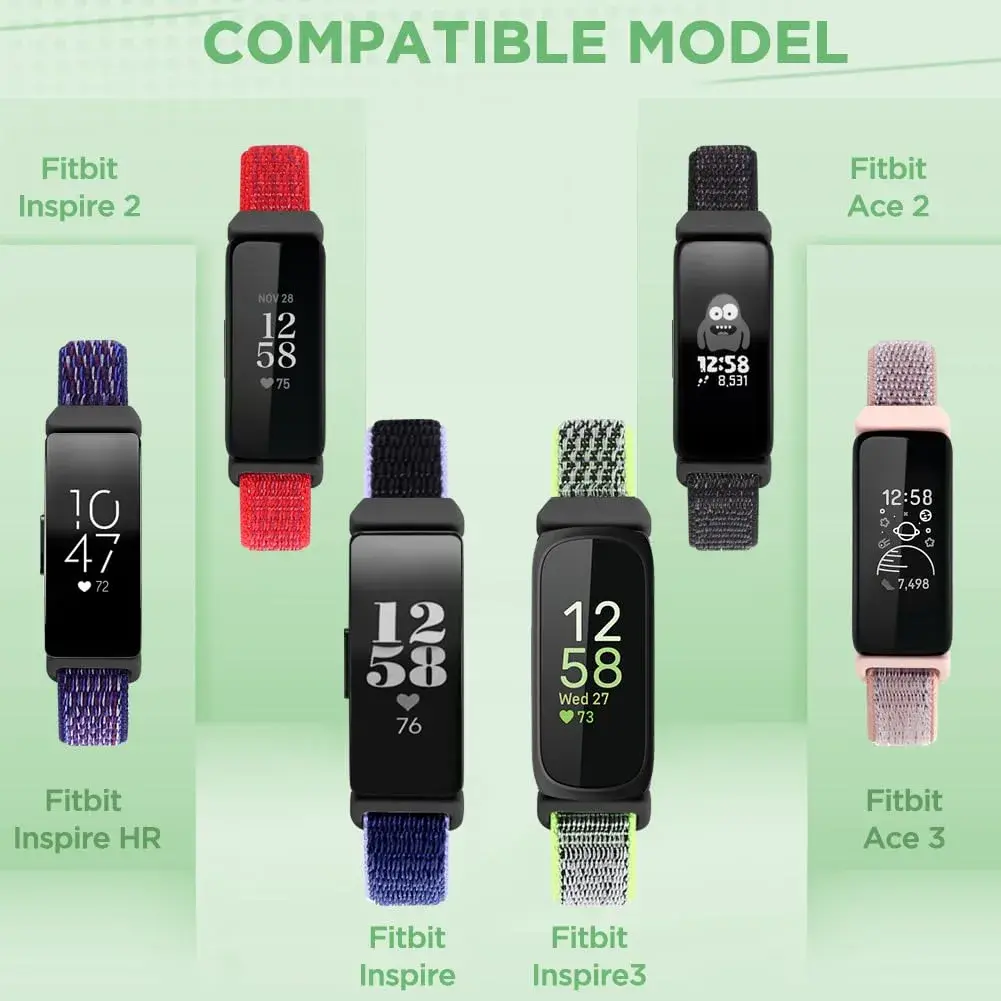 WNIPH Nylon Bands for Fitbit Inspire 3/2/HR/Ace 3/2, 3-Pack, Adjustable Solo Loop Wristbands - view 3