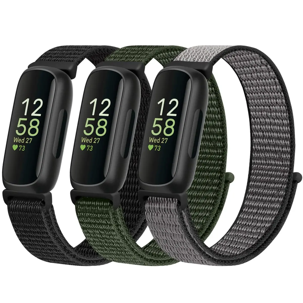 WNIPH Nylon Bands Compatible for Fitbit Inspire 3/2/HR/Ace 3/2, Adjustable Sport Straps 3-Pack | Breathable & Washable - main product image