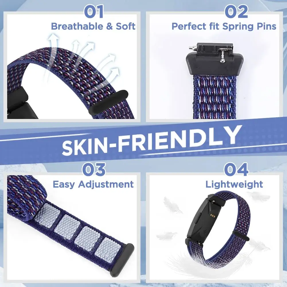 WNIPH Nylon Bands Compatible for Fitbit Inspire 3/2/HR/Ace 3/2 3-Pack | Adjustable Sport Replacement Straps for Women Men - view 2