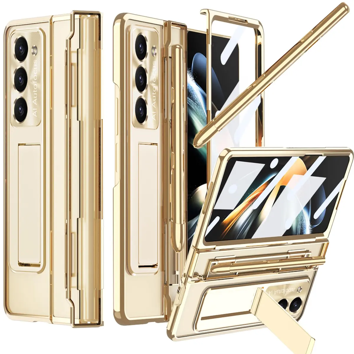NINKI Samsung Z Fold 5 Case with S Pen & Kickstand | 4-in-1 Hinge Clear Protective Cover - main product image