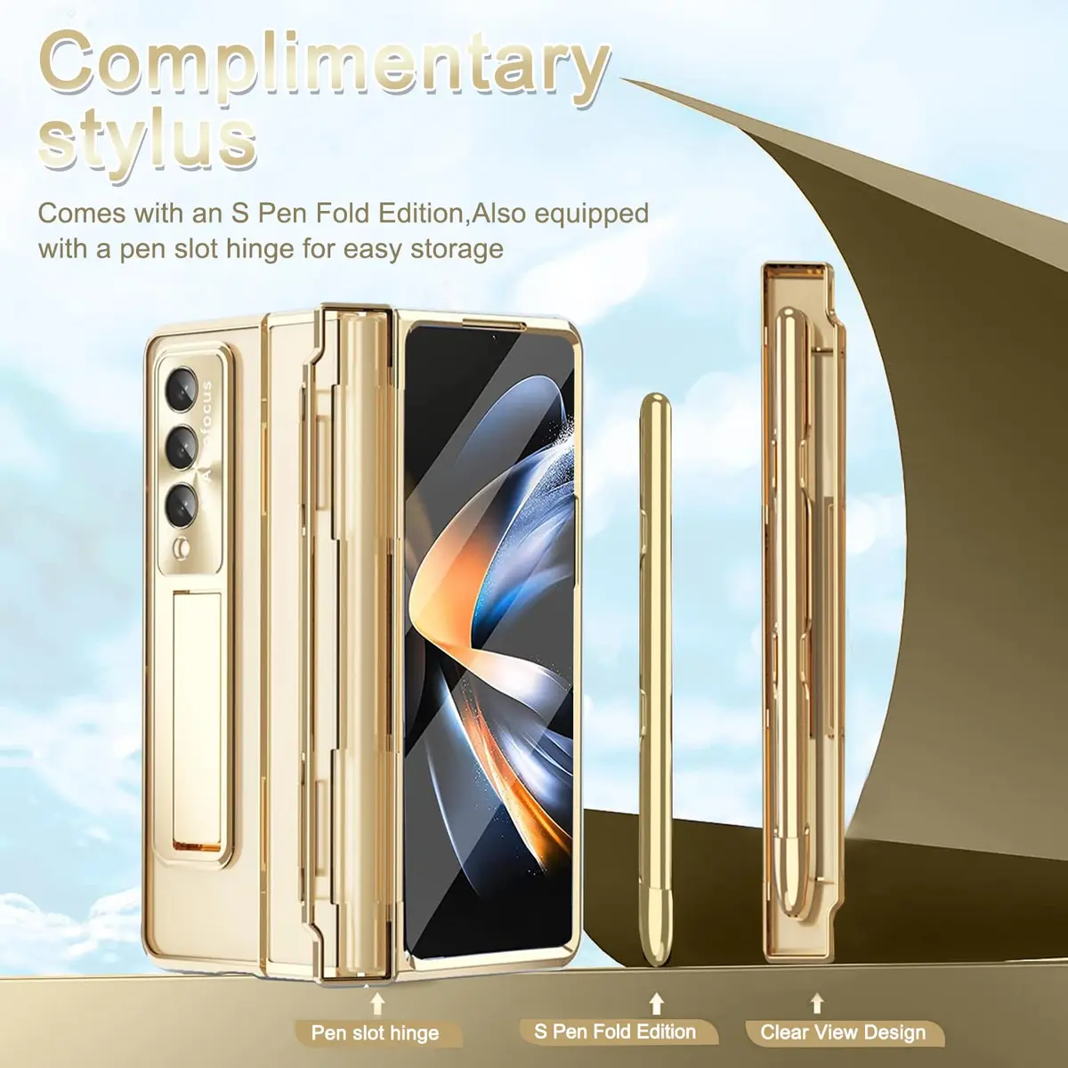 NINKI Samsung Z Fold 5 Case with S Pen & Kickstand | 4-in-1 Hinge Clear Protective Cover - view 2