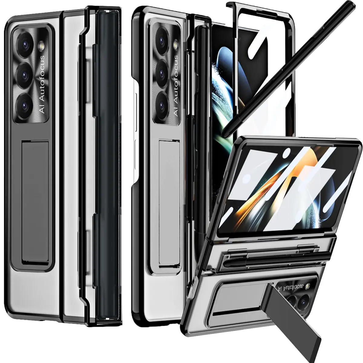 NINKI Samsung Galaxy Z Fold 5 Case with S Pen & Hinge Protection | Luxury Transparent Cover - main product image
