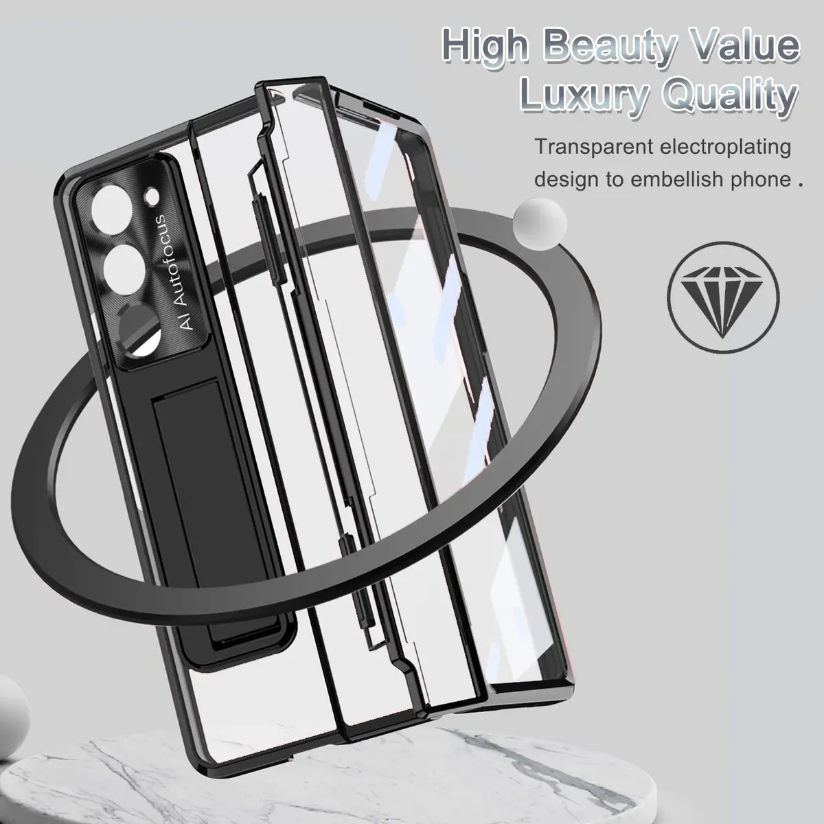 NINKI Samsung Galaxy Z Fold 5 Case with S Pen & Hinge Protection | Luxury Transparent Cover - view 5