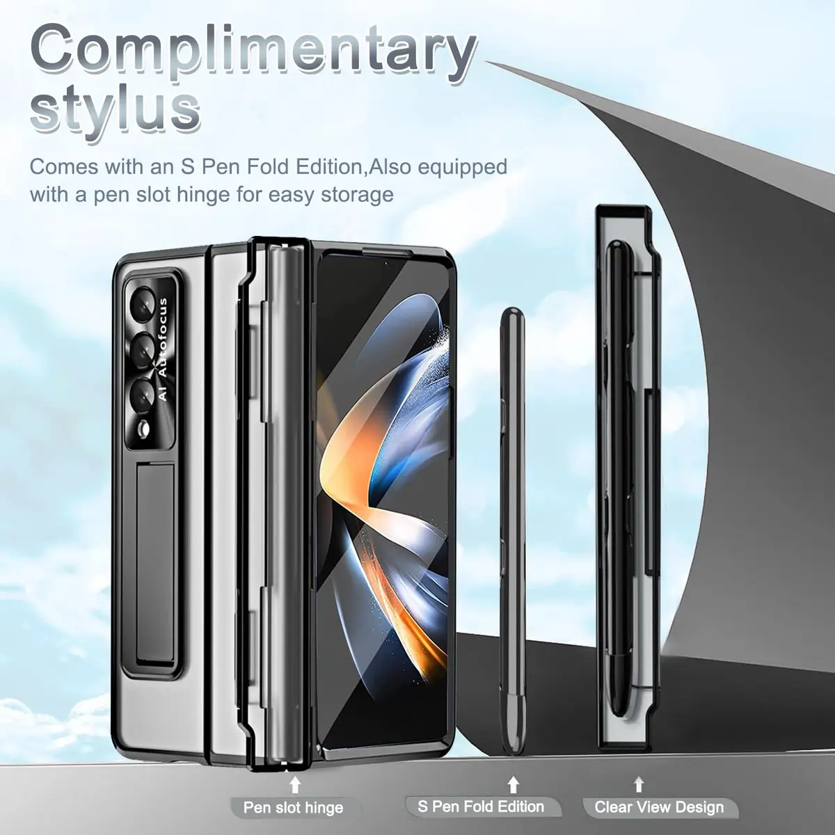 NINKI Samsung Galaxy Z Fold 5 Case with S Pen & Hinge Protection | Luxury Transparent Cover - view 2