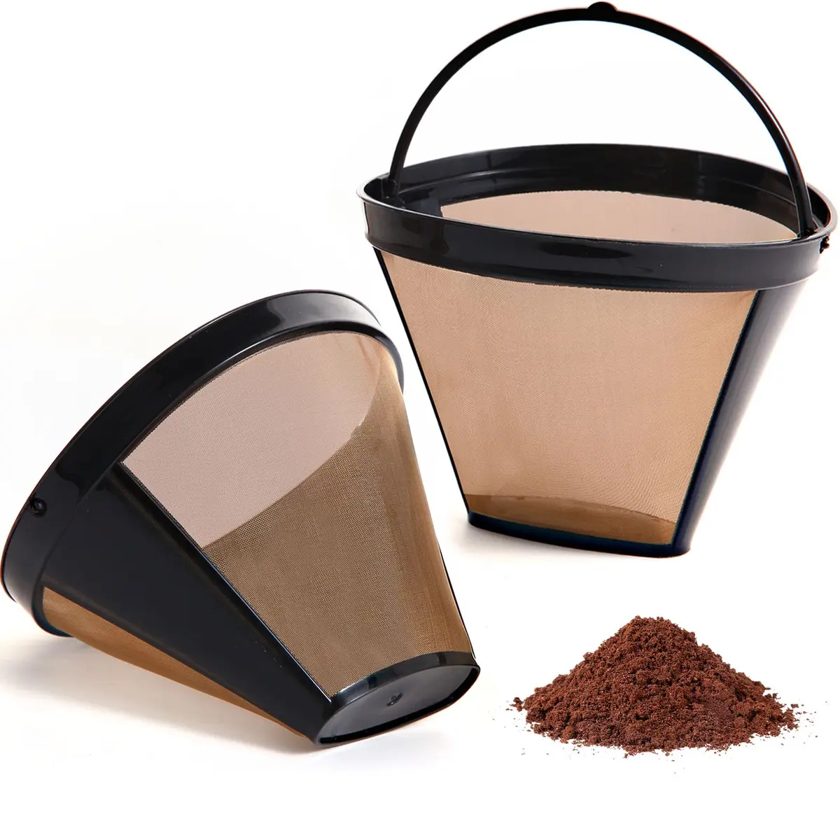Nraxiot Gold 2pcs Coffee Filter | Reusable No.4 Cone Filter for Ninja - main product image