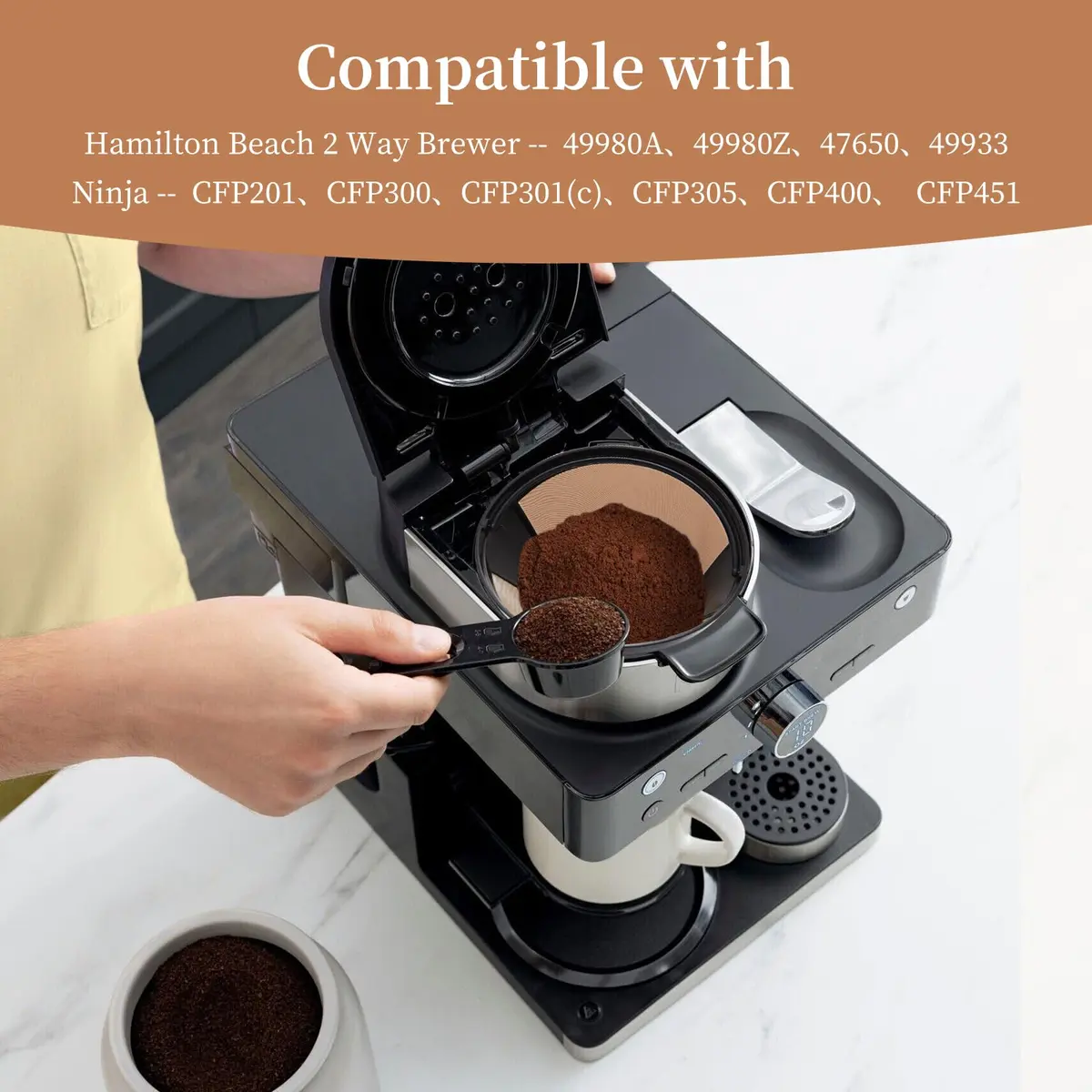 Nraxiot Gold 2pcs Coffee Filter | Reusable No.4 Cone Filter for Ninja - view 3