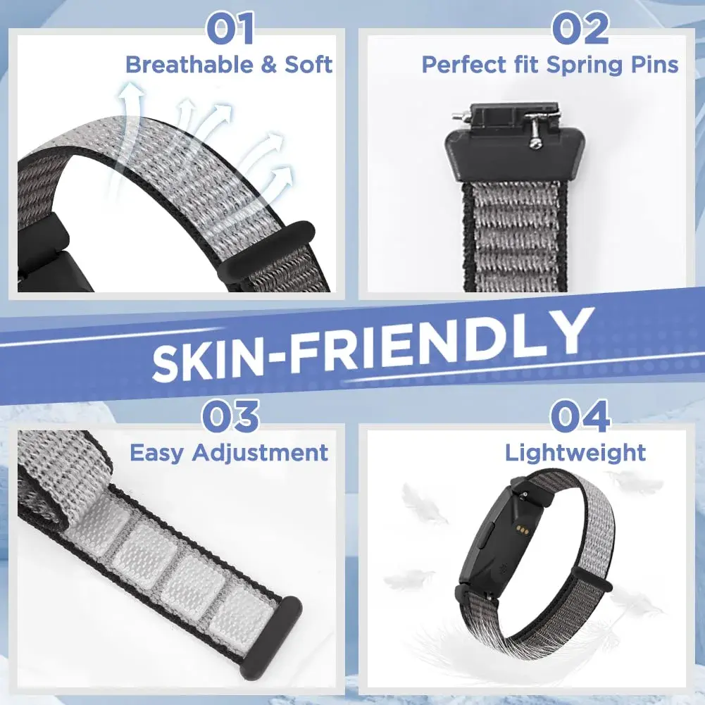 WNIPH Nylon Bands Compatible for Fitbit Inspire 3/2/HR/Ace 3/2 3-Pack | Adjustable Sport Replacement Straps 2cm (0.79in) - view 2