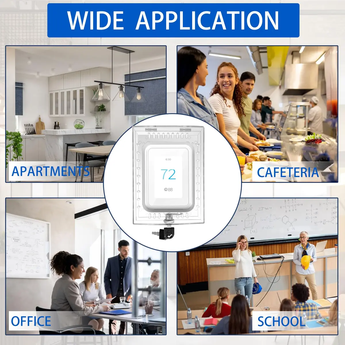 Young Dance Universal Thermostat Lock Box with Key, Clear Acrylic, 19.99cm x 14cm x 4.8cm | Prevents Tampering & Saves Energy - view 7