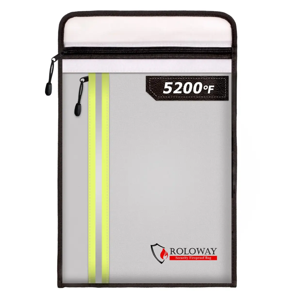 ROLOWAY Fireproof Document Bag (15.5 x 11.5 inch) with 2 Pockets and 5200℉ Aluminum Foil Layer, Fireproof Bag for Document Safe (Silver) - main product image
