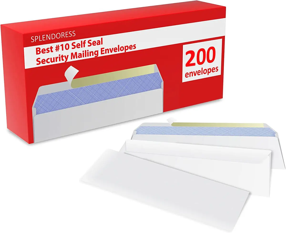 Splendoress #10 Envelopes Letter Size Self Seal | 200 Business Mailing Security Peel and Sealing Envelope | 4-1/8 x 9-1/2 Inches | 24 LB - view 6