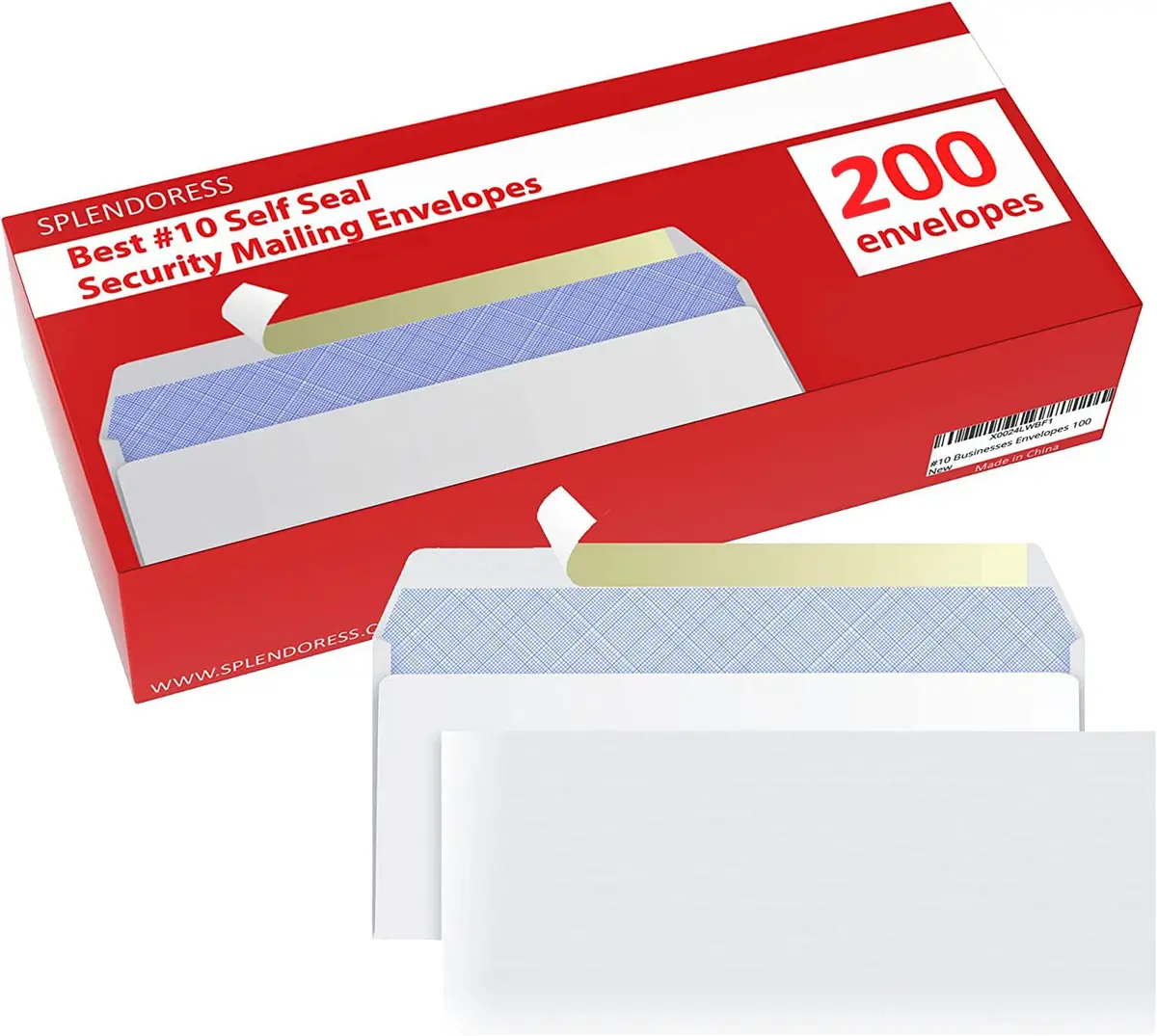 Splendoress #10 Envelopes Letter Size Self Seal | 200 Business Mailing Security Peel and Sealing Envelope | 4-1/8 x 9-1/2 Inches | 24 LB - view 7