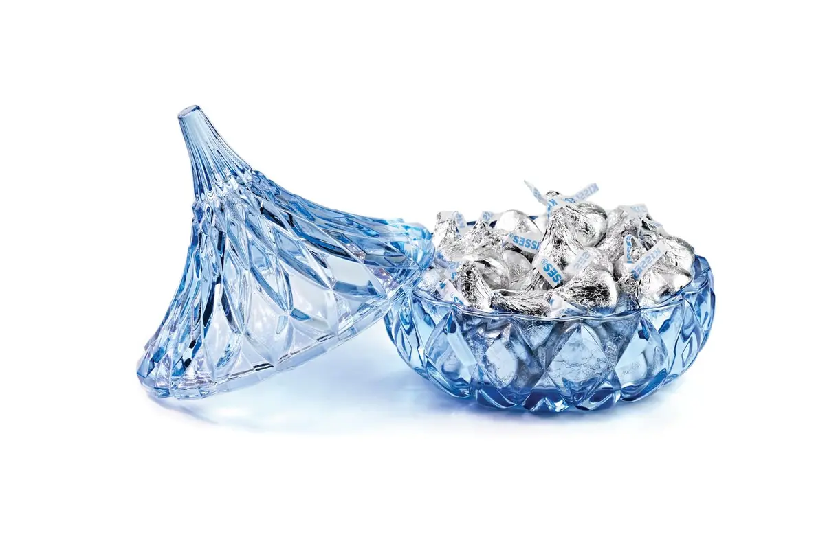 Godinger Blue Glass Hershey Kiss Candy Dish - Medium | Classic Style, Hand Wash Only - view 2