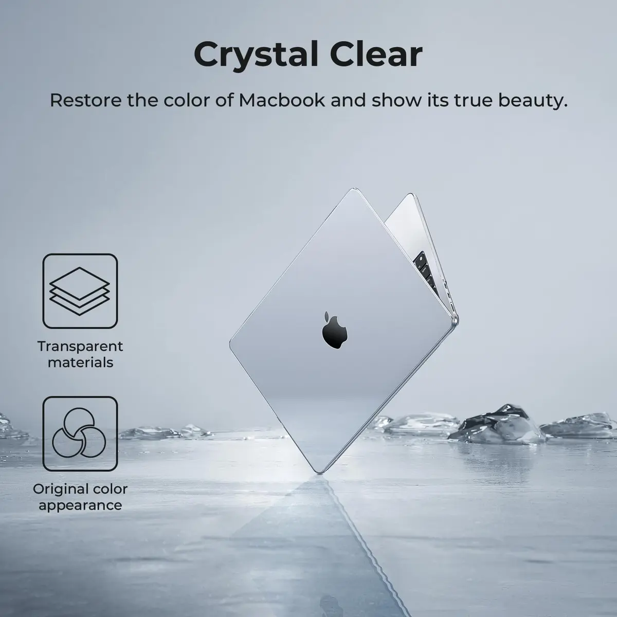 EooCoo Crystal Clear Hard Case for MacBook Air 15 inch M2-M5 (2023-2026) | Includes Keyboard Cover & Screen Protector - view 2