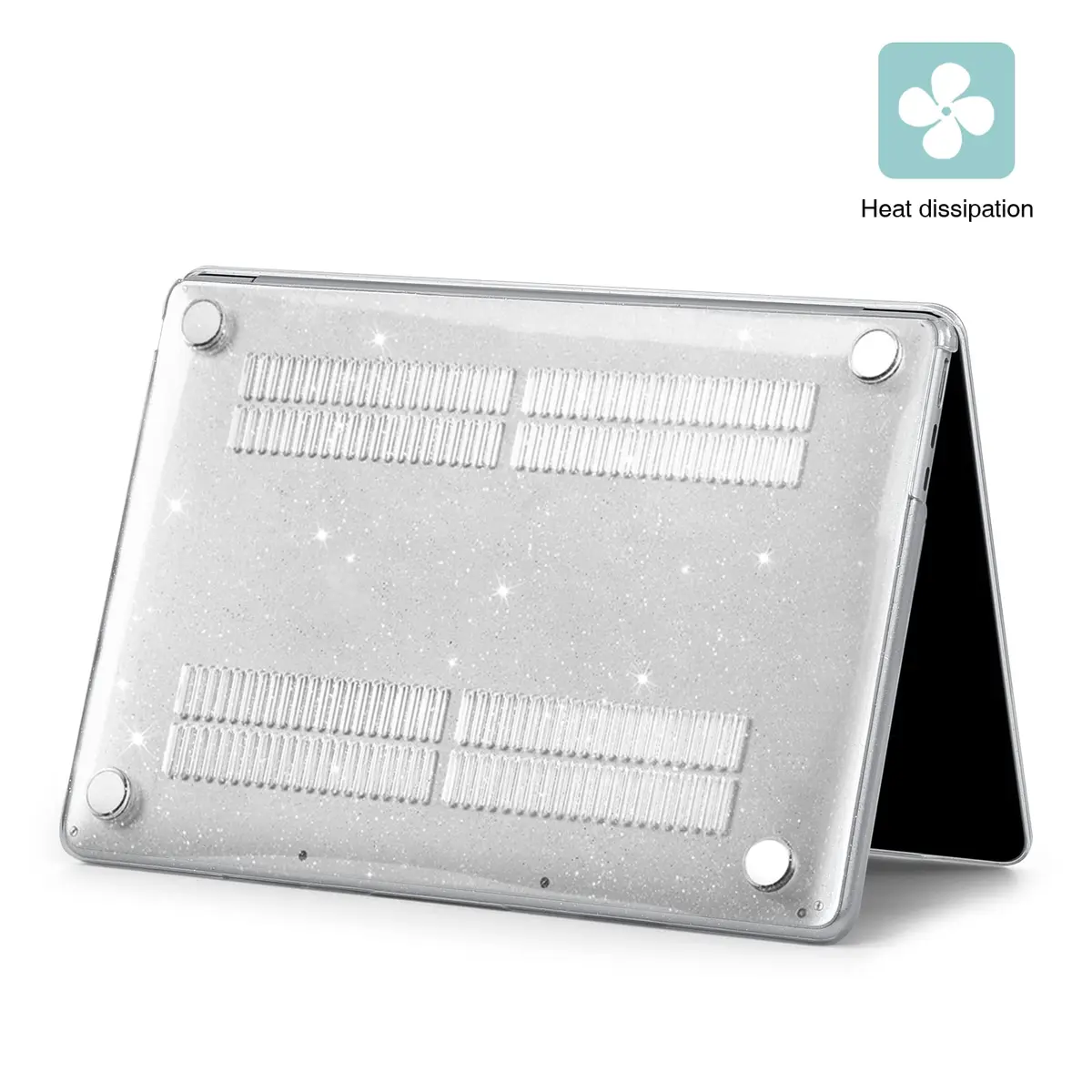 EooCoo Sparkly Clear Hard Case for MacBook Air 15 inch (M2-M5 Chip) | Snap-On Protective Shell with Keyboard Cover & Screen Protector - view 2