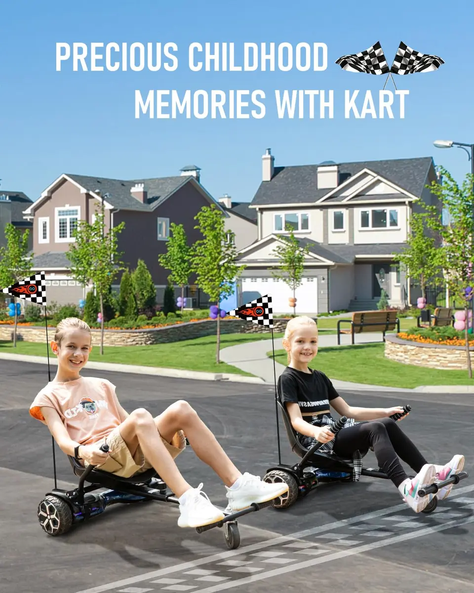 Gyroor K1 Hoverboard Go Kart Seat Attachment for 6.5"-10" Boards | Adjustable Frame, 360° Drift Control, Heavy-Duty Steel Frame, All-Terrain Rubber Wheel, For Kids & Adults - view 2