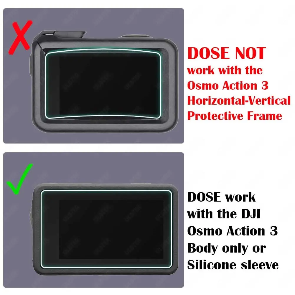 ULBTER Screen Protector for DJI OSMO Action 3 + Lens Cap Cover | 9H Tempered Glass & Dust-Resistant (70-120 chars) - view 2