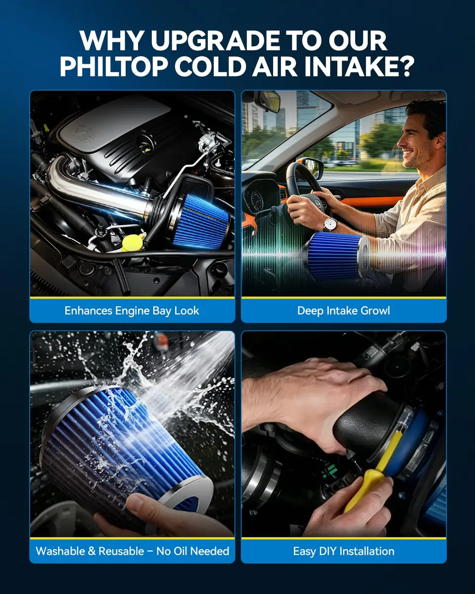 PHILTOP Cold Air Intake Kit for 1999-2004 Jeep Grand Cherokee 4.7L | Increased Horsepower & Torque - view 7