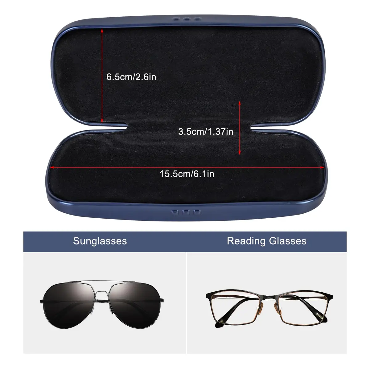 Hifot Metal Eyeglass Case, Hard Shell, Aluminum Spectacles Box, 15.5x6.5cm | Stylish & Durable Eyewear Protection - view 2