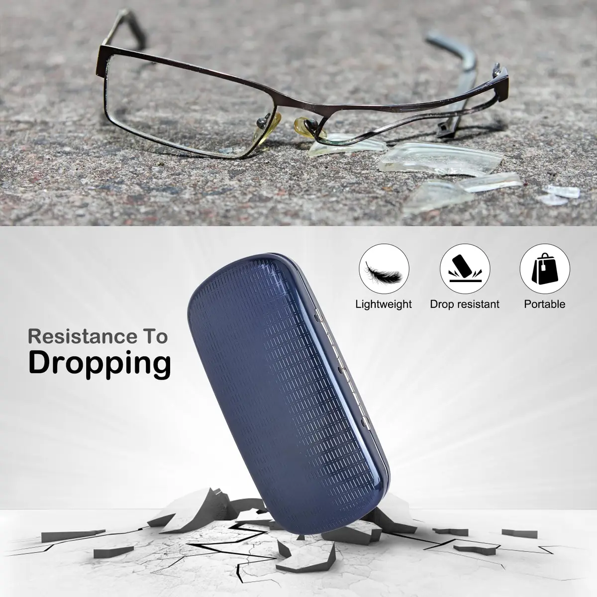 Hifot Metal Eyeglass Case, Hard Shell, Aluminum Spectacles Box, 15.5x6.5cm | Stylish & Durable Eyewear Protection - view 3