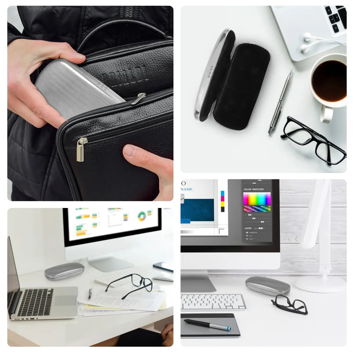 Hifot Metal Eyeglass Case, Hard Shell, Aluminum Spectacles Box, 15.5x6.5cm | Stylish & Durable Eyewear Protection - view 6