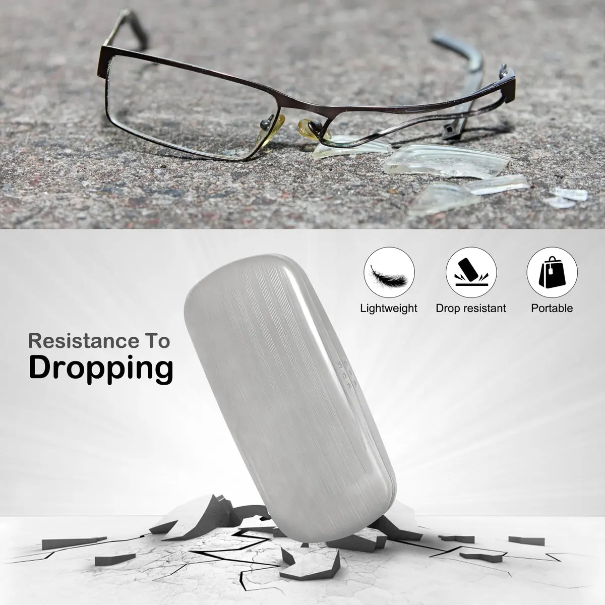 Hifot Metal Eyeglass Case, Hard Shell, Aluminum Spectacles Box, 15.5x6.5cm | Stylish & Durable Eyewear Protection - view 3