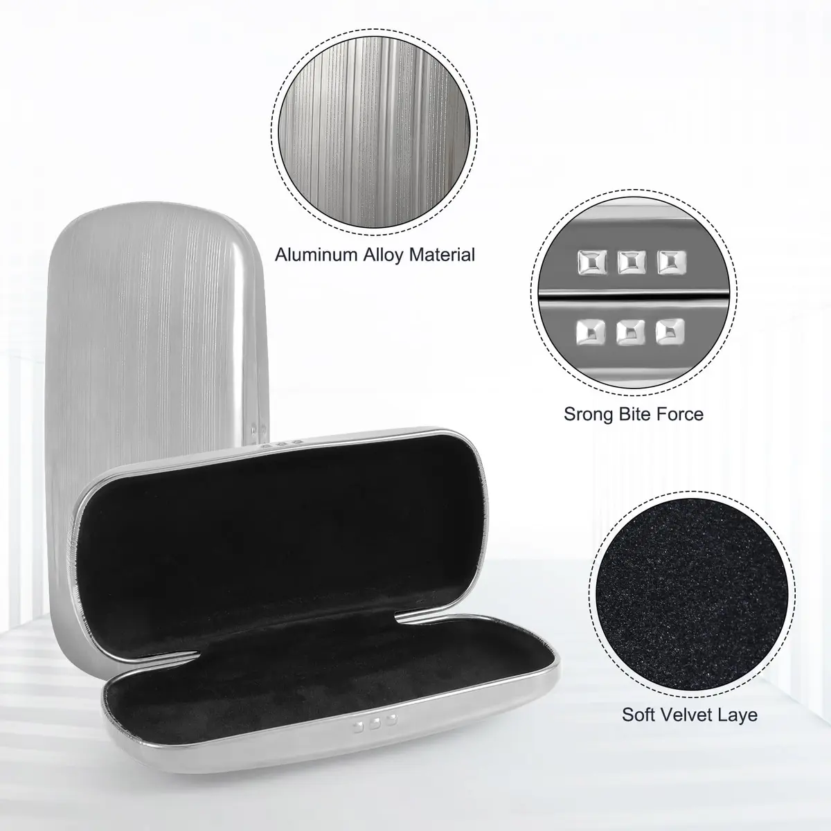 Hifot Metal Eyeglass Case, Hard Shell, Aluminum Spectacles Box, 15.5x6.5cm | Stylish & Durable Eyewear Protection - view 4