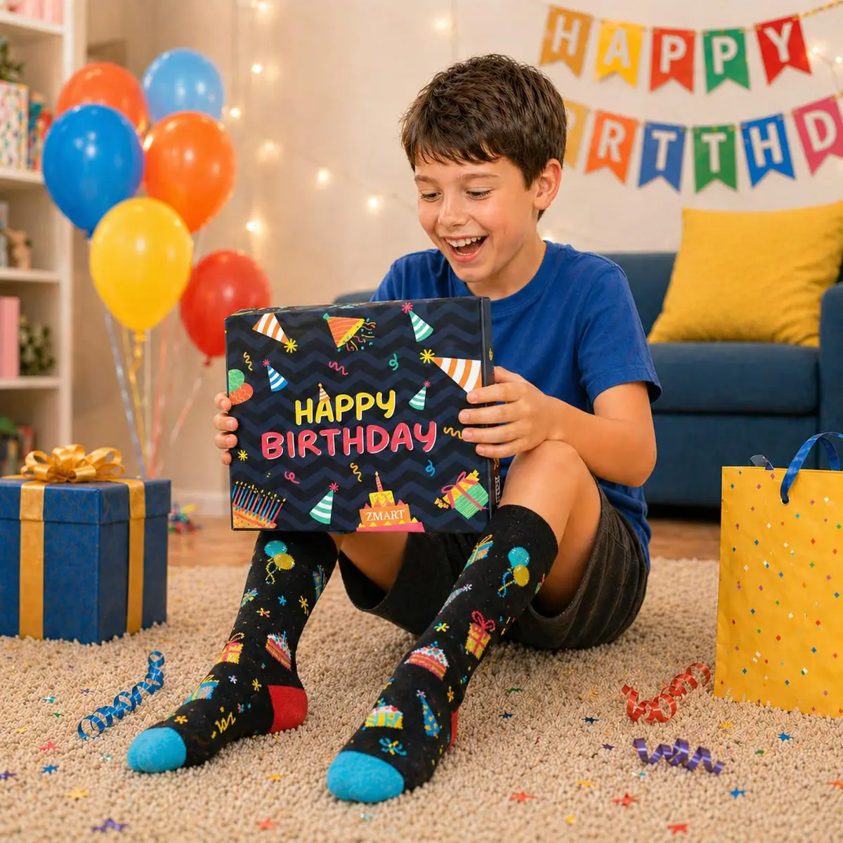 Zmart 12th Birthday Socks Gift Box - Celebration for 12 Year Old Boys & Girls Tween, Party Favors, Christmas Stocking Stuffer Present (1 Pair, Crew Length) - view 2