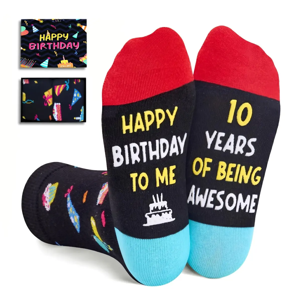 Zmart 10th Birthday Socks Gift Box - Celebration for 10 Year Old Boys & Girls | Comfortable Cotton Blend - main product image
