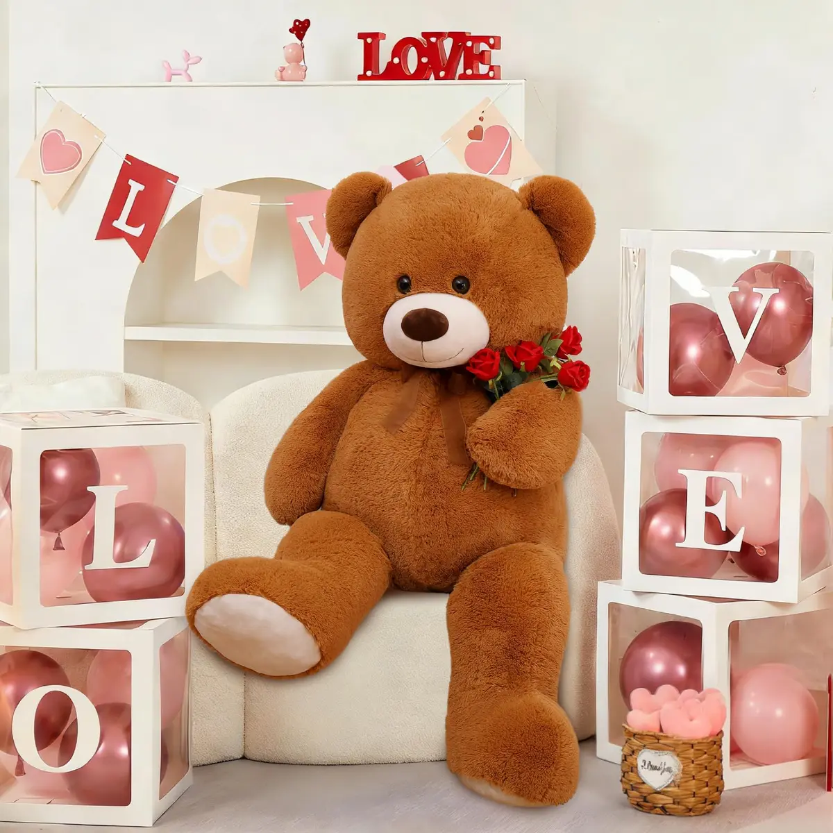 MorisMos Giant Teddy Bear Stuffed Animal 4 Ft,51'' Big Brown Teddy Bear for Girlfriend Boyfriend Wife Mom Fiancée Valentine's Gift - view 5