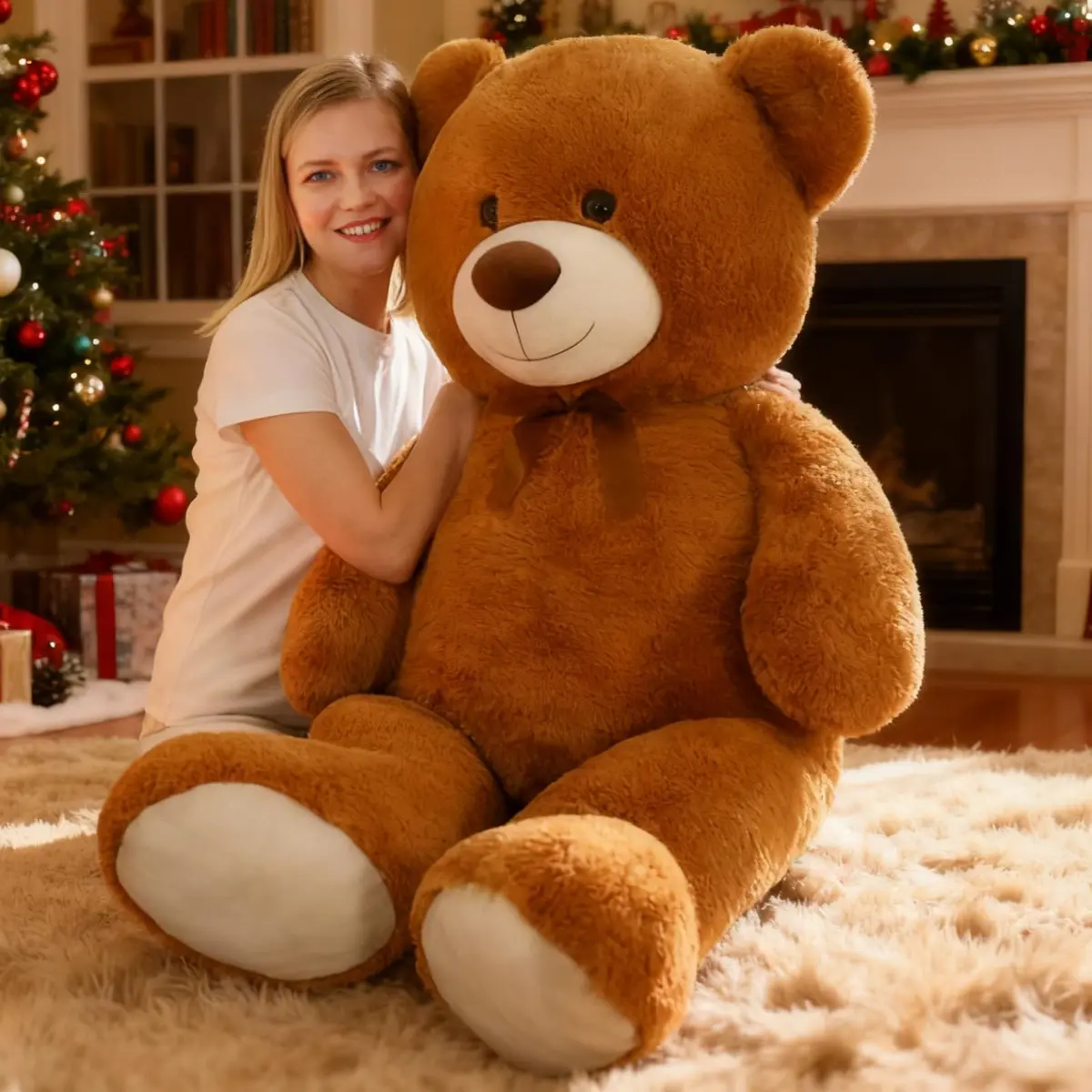 MorisMos Giant Teddy Bear Stuffed Animal 4 Ft,51'' Big Brown Teddy Bear for Girlfriend Boyfriend Wife Mom Fiancée Valentine's Gift - view 8