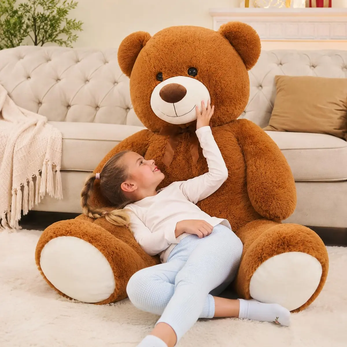 MorisMos Giant Teddy Bear Stuffed Animal 4 Ft,51'' Big Brown Teddy Bear for Girlfriend Boyfriend Wife Mom Fiancée Valentine's Gift - view 3