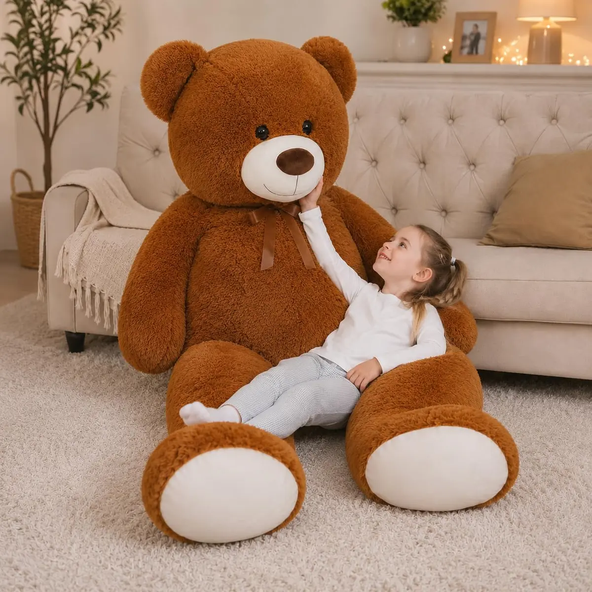 MorisMos Giant Teddy Bear Stuffed Animal 4 Ft,51'' Big Brown Teddy Bear for Girlfriend Boyfriend Wife Mom Fiancée Valentine's Gift - view 4
