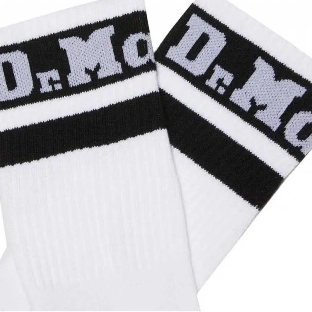 Dr. Martens Unisex Athletic Logo Sock, White+Black Organic Cotton Blend, M/L | Organic Cotton, Athletic Style - view 3