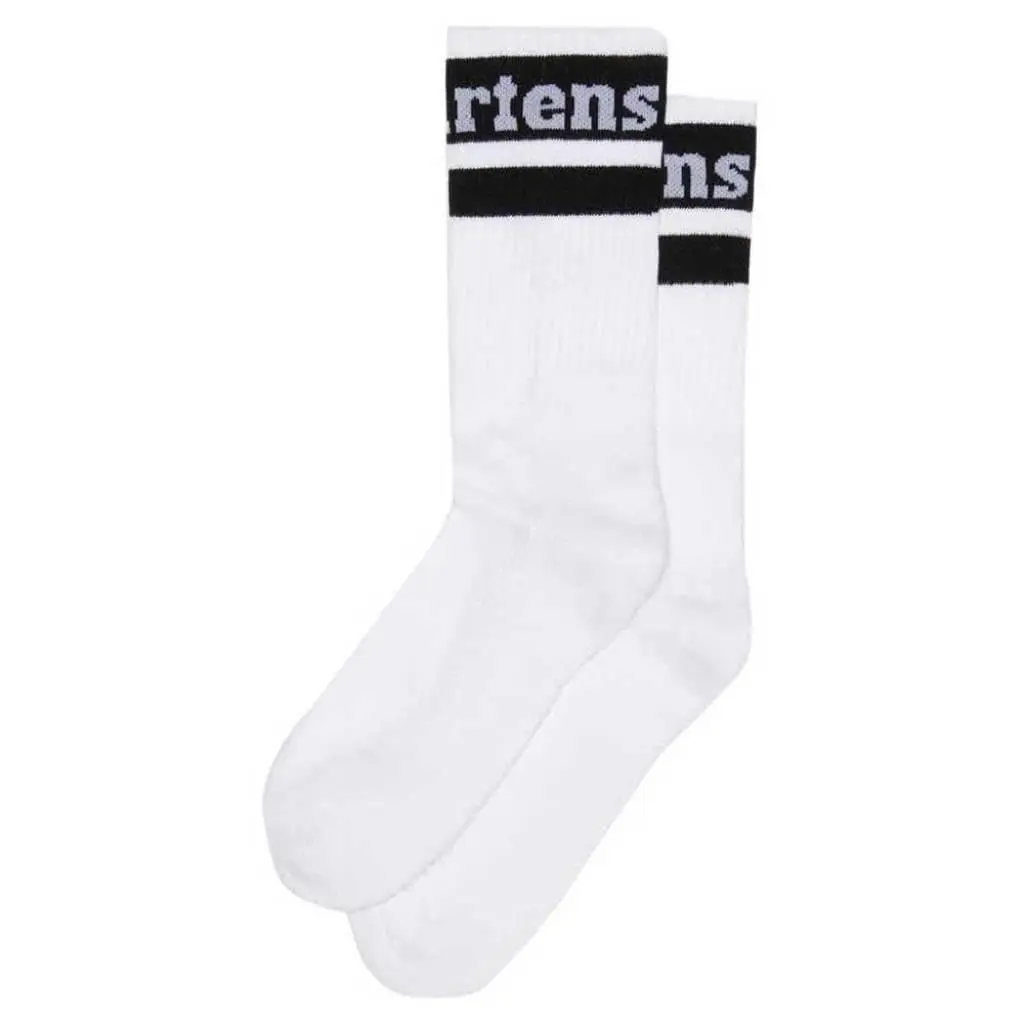 Dr. Martens Unisex Athletic Logo Sock, White+Black Organic Cotton Blend, S/M | Organic Cotton, Athletic Style - main product image