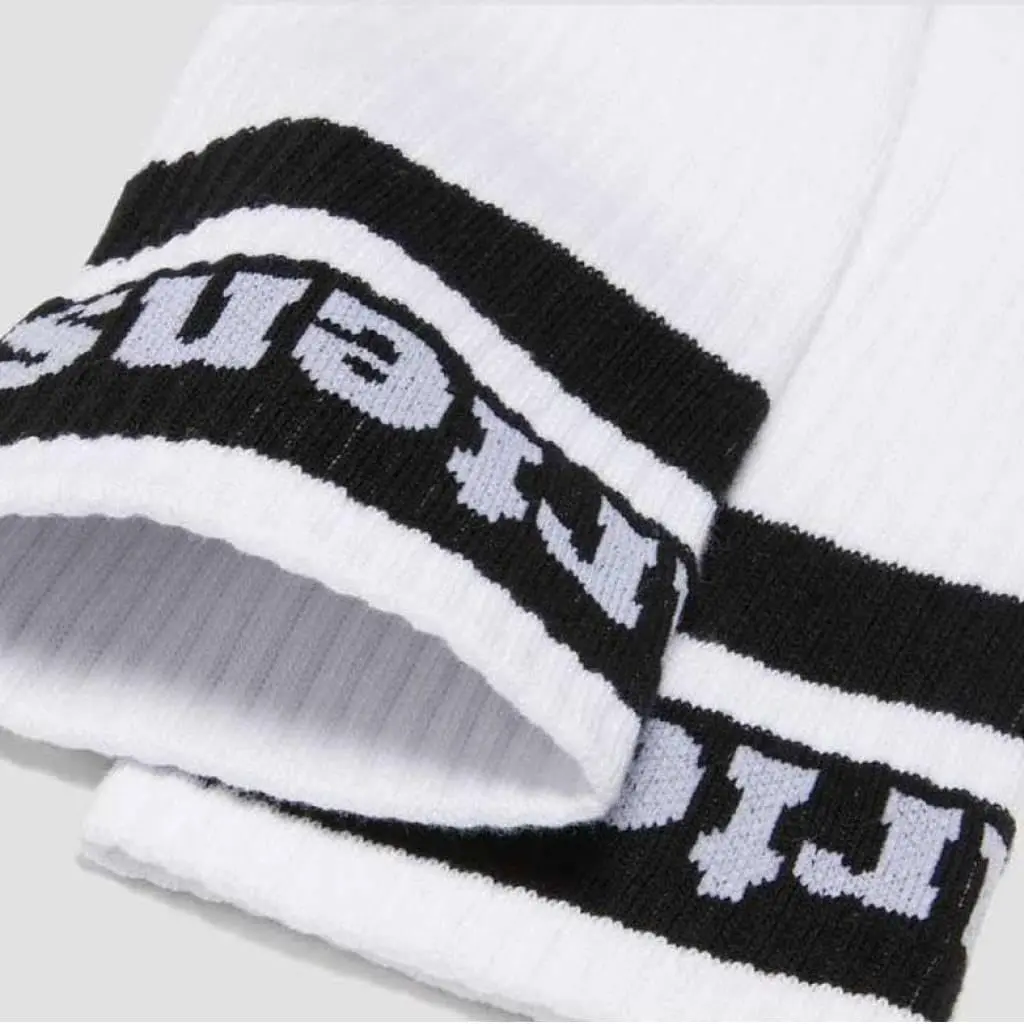 Dr. Martens Unisex Athletic Logo Sock, White+Black Organic Cotton Blend, S/M | Organic Cotton, Athletic Style - view 4