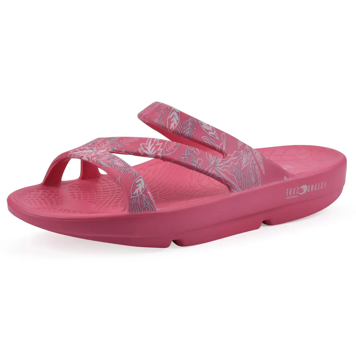 Island Surf Women's Coral Strappy Sandal, Fuchsia Print, Size 7 | Lightweight Post-Activity Recovery - main product image