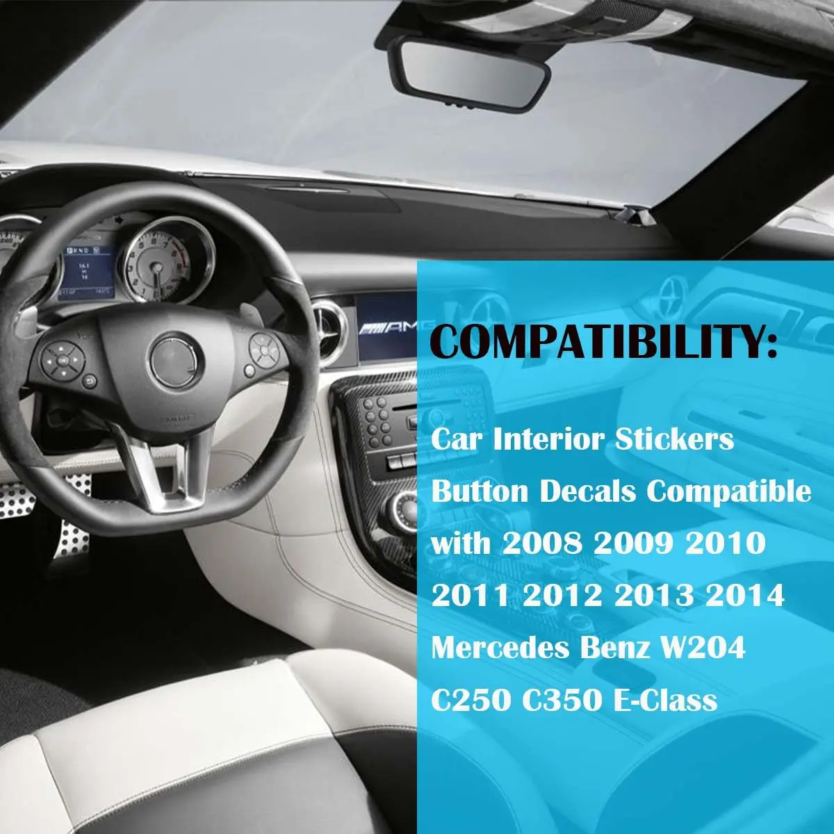 NPSNGSJY Car Button Sticker Fit for Mercedes Benz W204 C-Class 2008-2014 | Interior Decal for Steering & AC Buttons - view 6