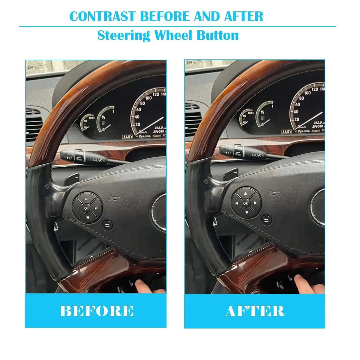 NPSNGSJY Car Button Sticker Fit for Mercedes Benz W204 C-Class 2008-2014 | Interior Decal for Steering & AC Buttons - view 3