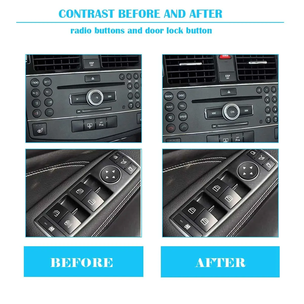 NPSNGSJY Car Button Sticker Fit for Mercedes Benz W204 C-Class 2008-2014 | Interior Decal for Steering & AC Buttons - view 4