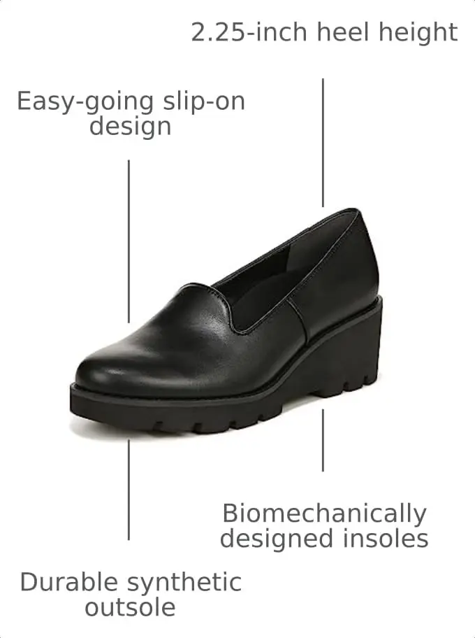 Vionic Women's Aster Willa Wedge Black Leather 7.5 Medium | Supportive Arch Support Dress Shoes for Women - view 2