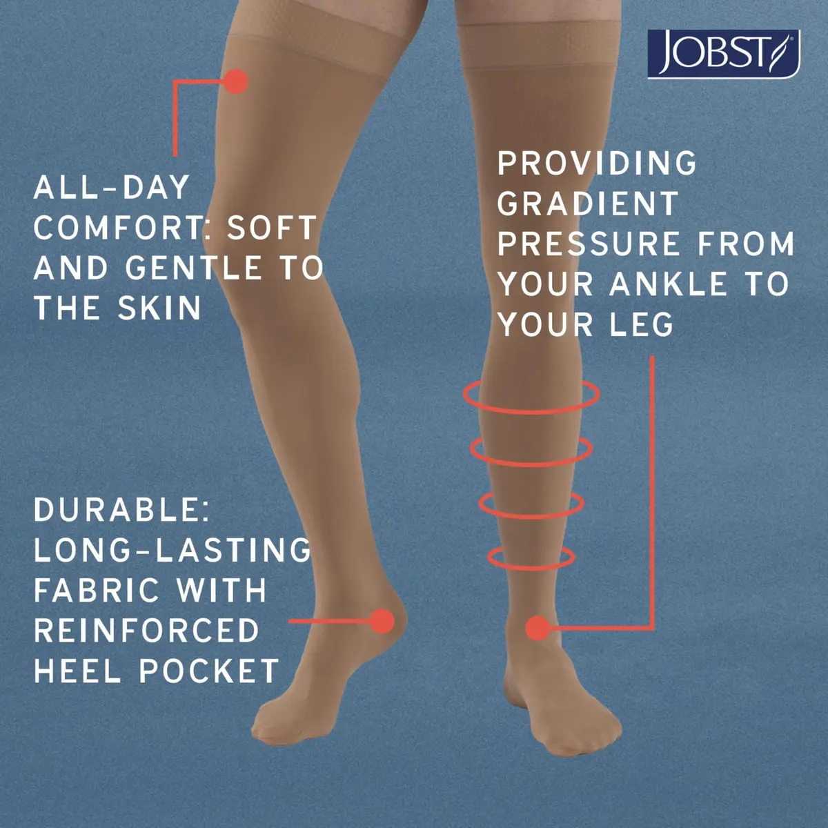 JOBST Relief 20-30 mmHg Compression Stockings Knee High Beige Medium | Support for Tired, Swollen Legs - view 6